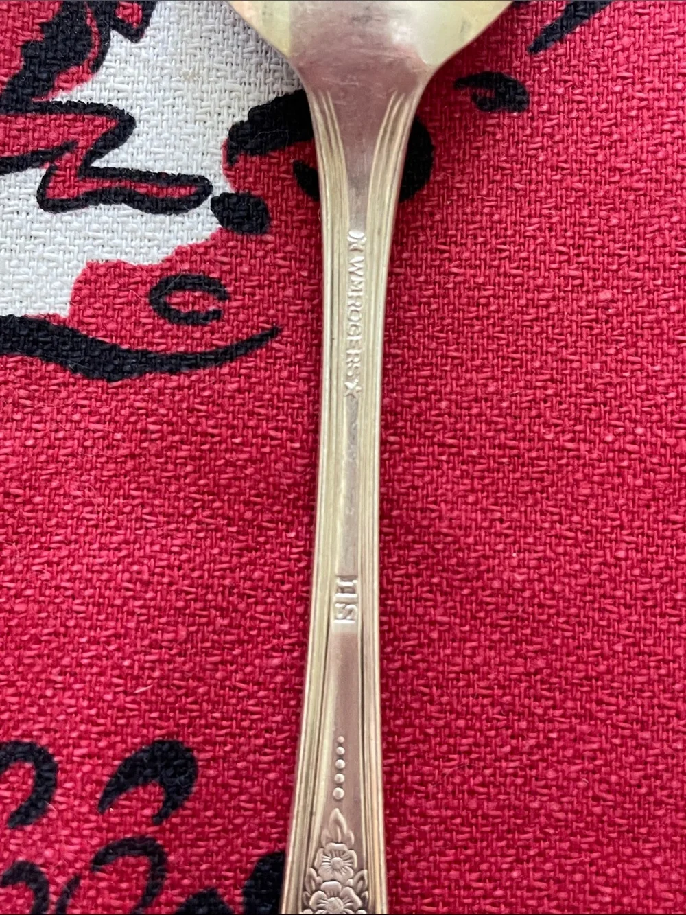 Set of 8 antique William Ro Silver-Tone Dessert Spoons — Classic Floral Handle